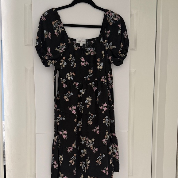 Pink Rose Dresses & Skirts - Pink Rose Black Floral Smocked Top